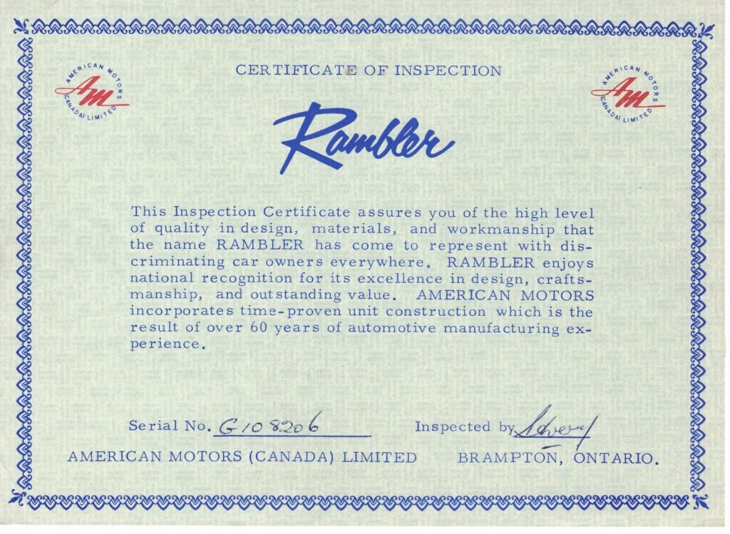 1966 AmC Rambler Custom 770 – All Original with the Paperwork