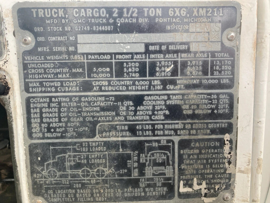 1952 GMC M211 6X6 Deuce and Half Cargo Truck