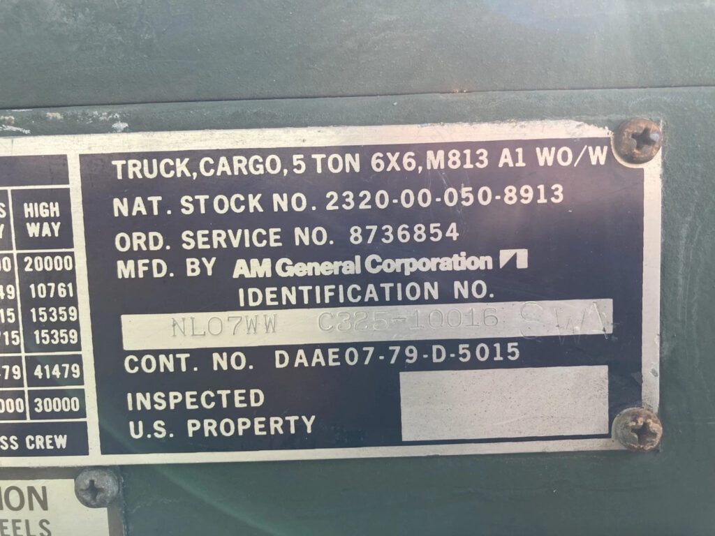 1979 Am General M813a1 5 Ton 6X6